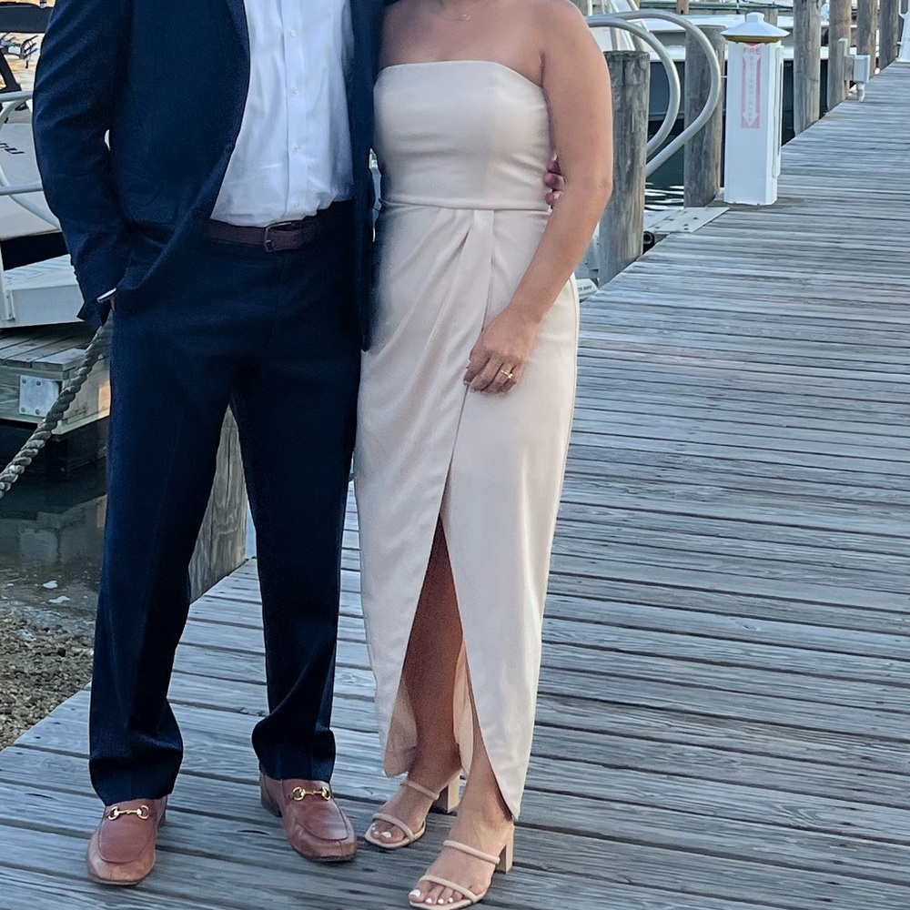 Wayf strapless dress Cream colored bridesmaid dress